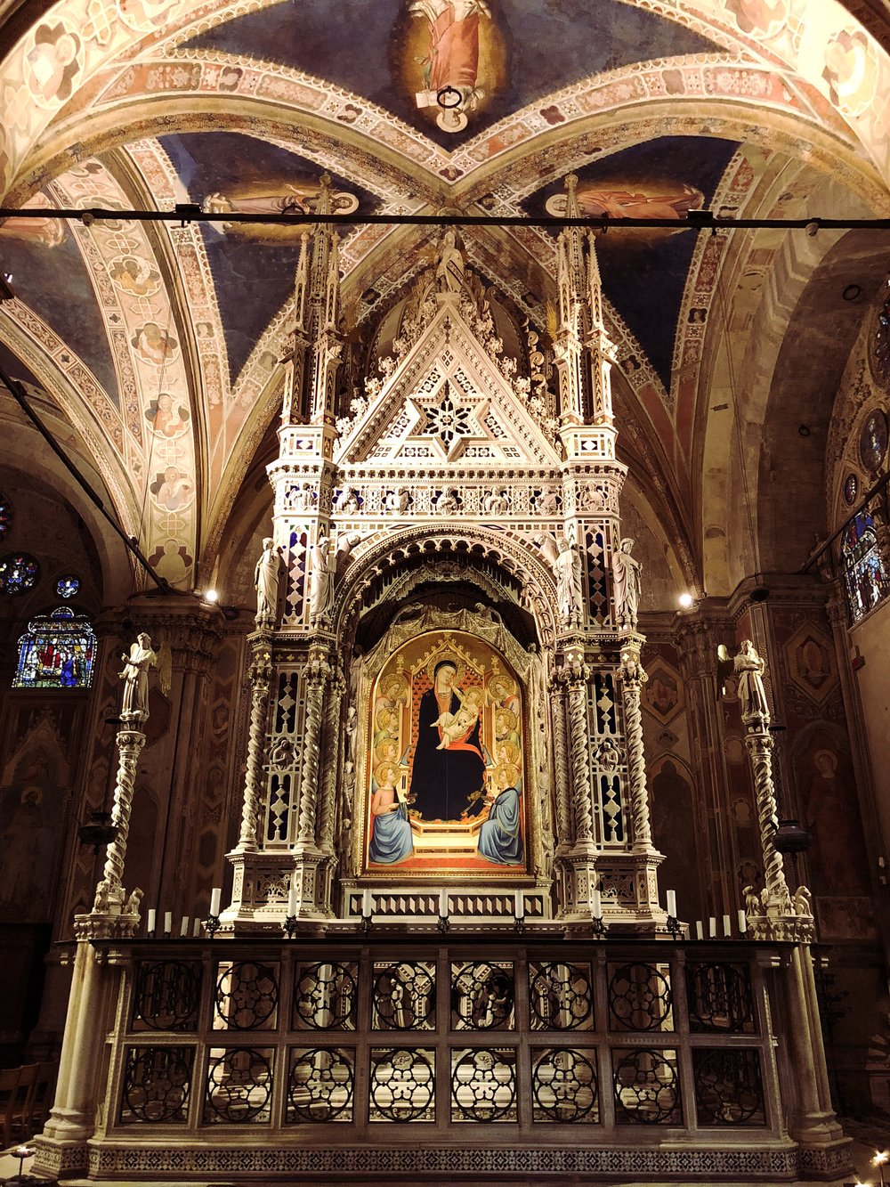Low light in a dimly lit church. 