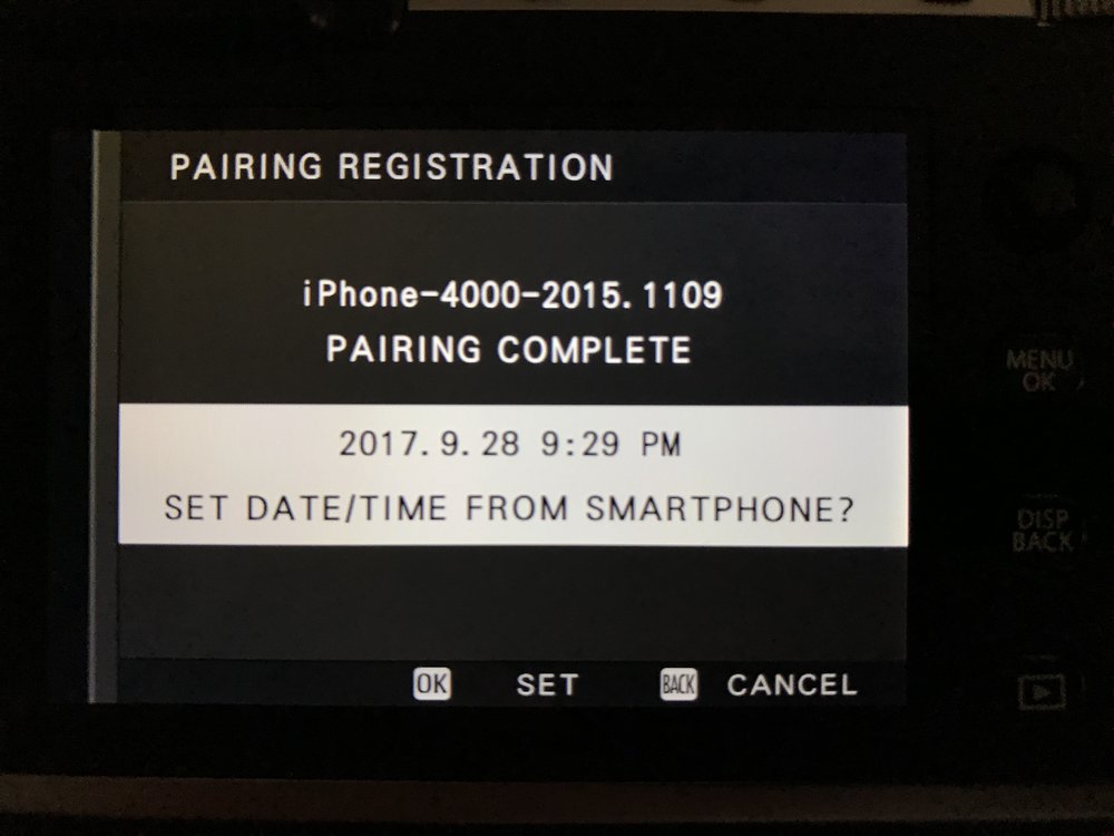 After first pairing, the camera even asks if you want to synchronise the time. Yes please!