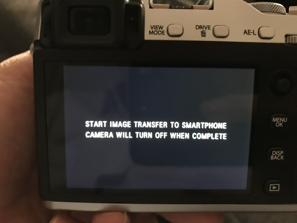 Switching the camera off with image in the queue gives you a reminder to complete the transfer.